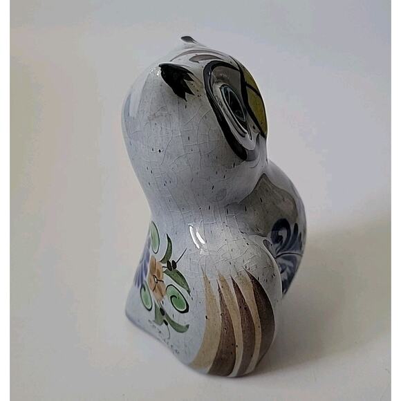 Vintage Talavera Owl Figurine 5" Hand Painted Glazed Ceramic Bohemian Folk Art - Picture 4 of 9